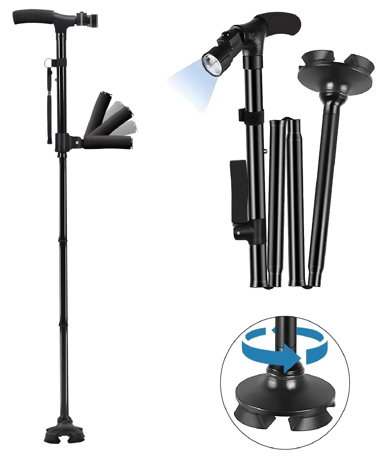 BASTÓN PLEGABLE ORTOPÉDICO CON LUZ LED - 1