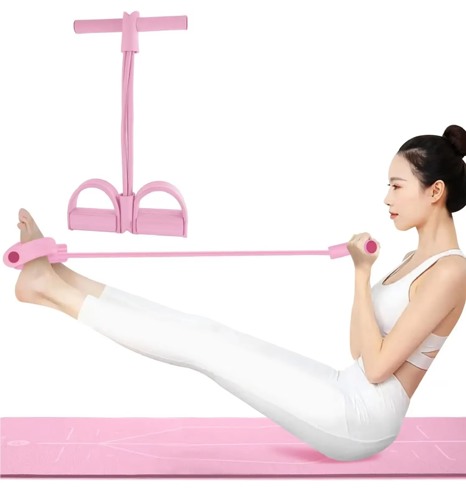 PACK X 2 LIGAS DE RESISTENCIA TRACCIÓN CON PEDAL PARA ENTRENAMIENTO -ROSADO - 1
