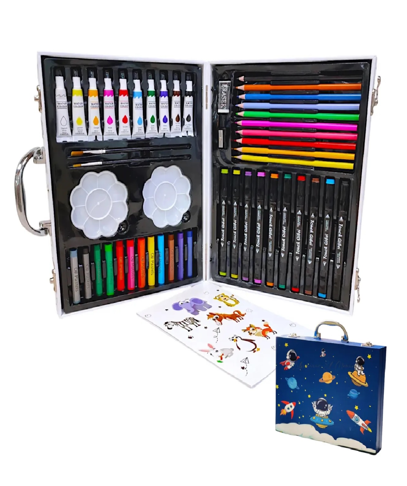 MALETA SET DE ARTE DE 50 PIEZAS DIBUJO PINTURA PARA NIÑOS AZUL - 1