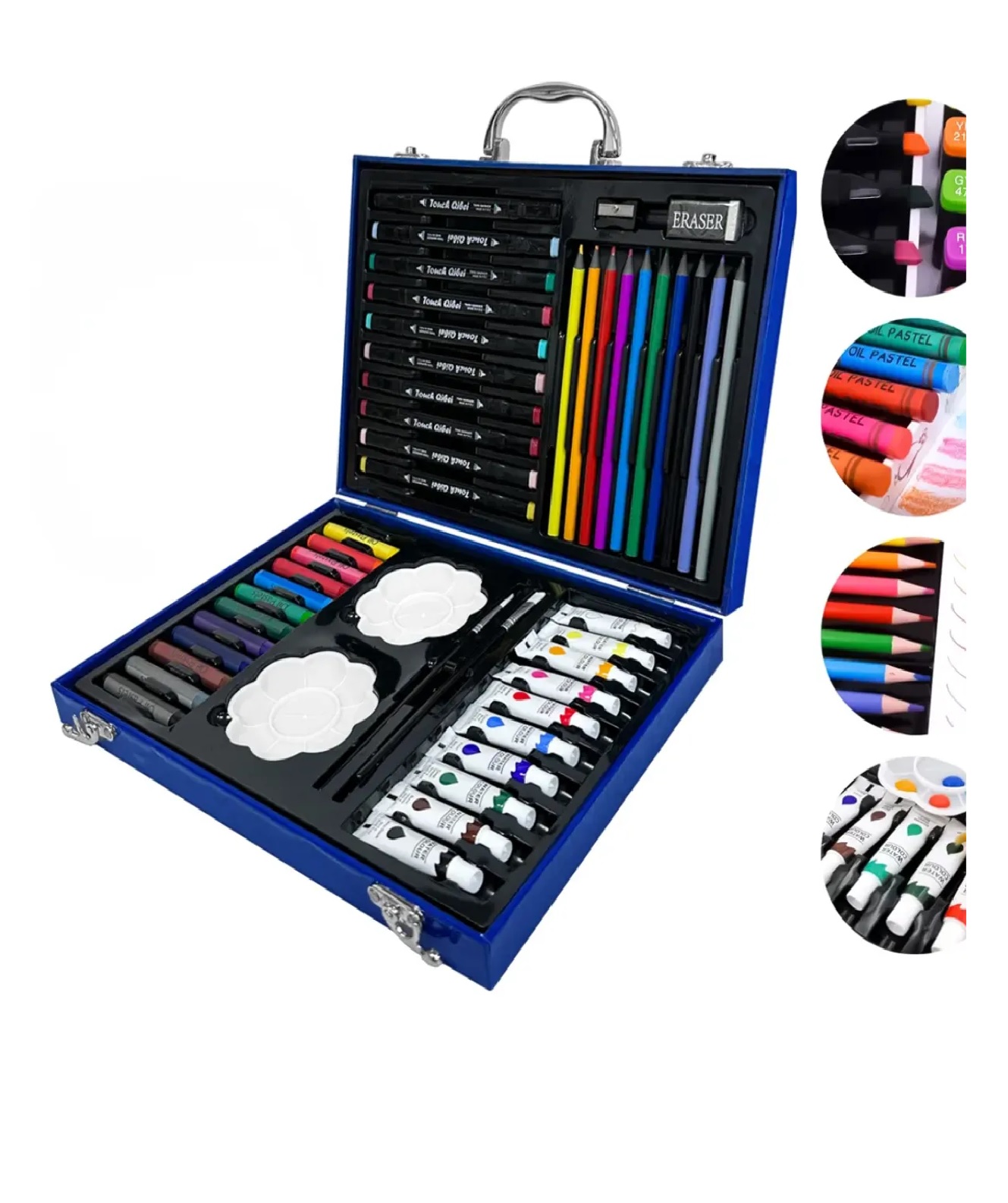 MALETA SET DE ARTE DE 50 PIEZAS DIBUJO PINTURA PARA NIÑOS AZUL - 2