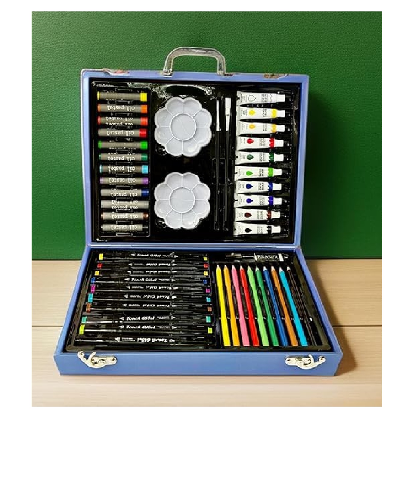 MALETA SET DE ARTE DE 50 PIEZAS DIBUJO PINTURA PARA NIÑOS AZUL - 3