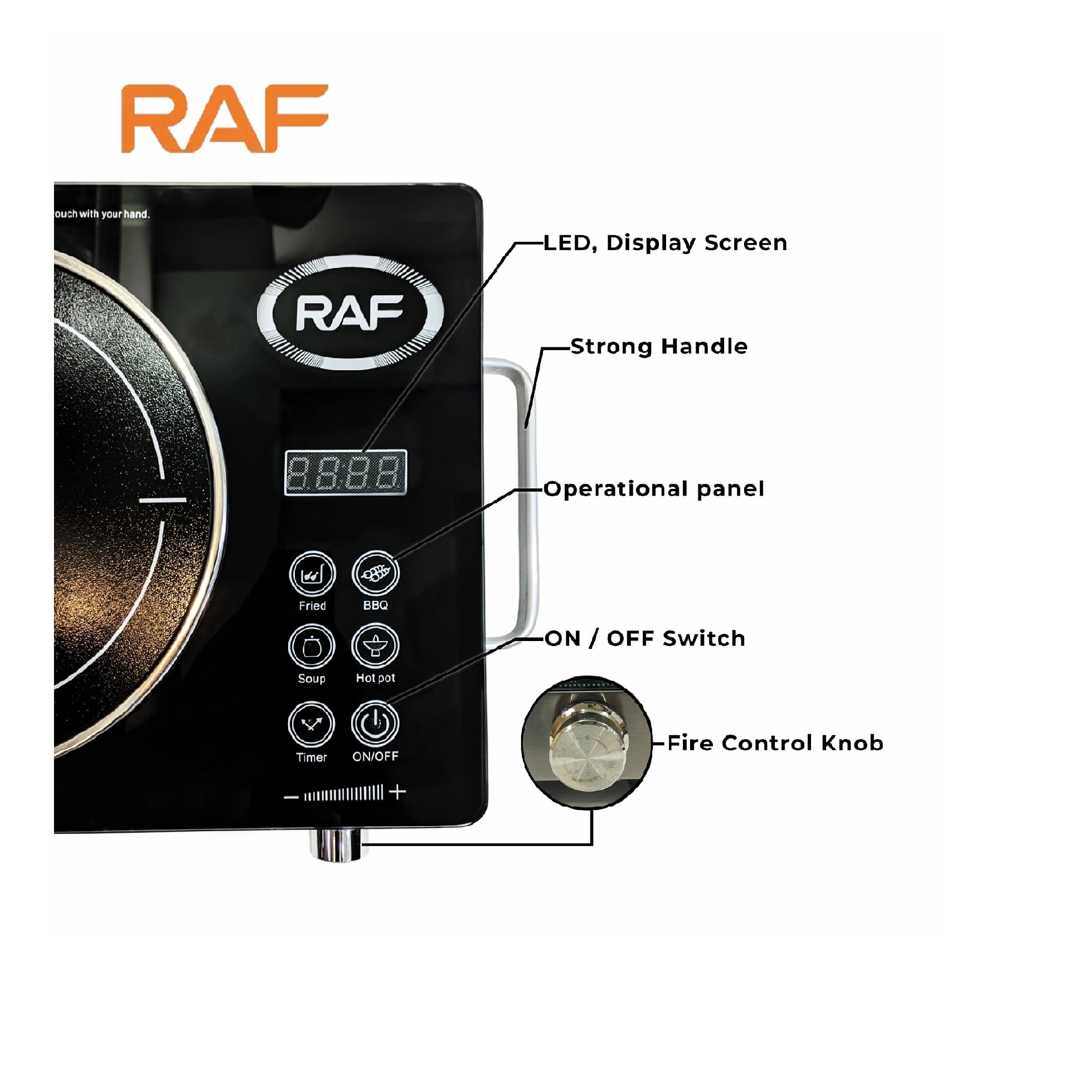 COCINA ELÉCTRICA INFRARROJA DIGITAL 3500W MARCA RAF - 5