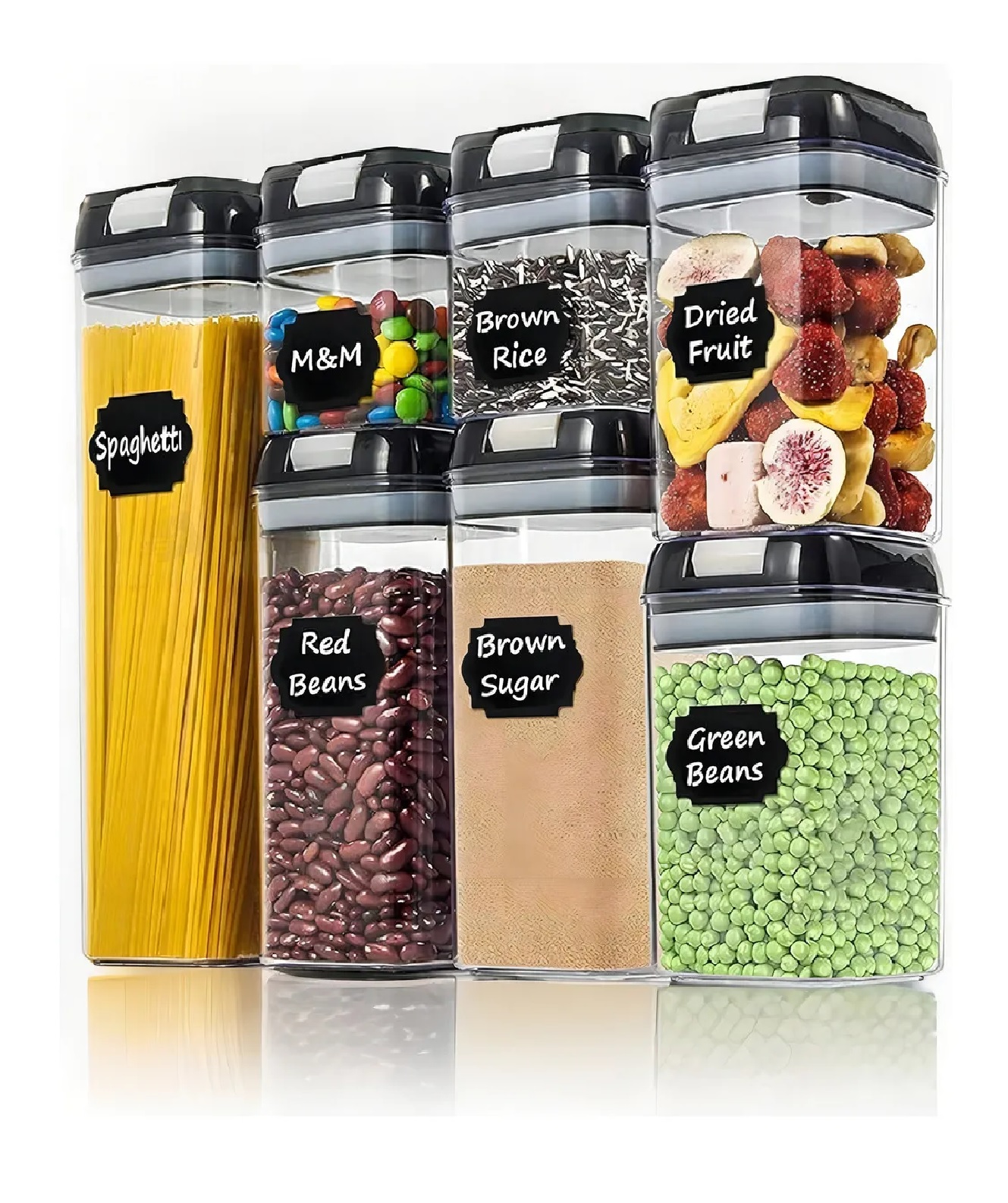 SET DE 7 CONTENEDORES PARA COCINA CON TAPA HERMÉTICA - 1