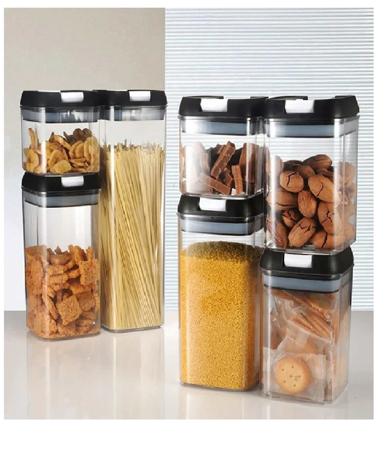 SET DE 7 CONTENEDORES PARA COCINA CON TAPA HERMÉTICA - 2