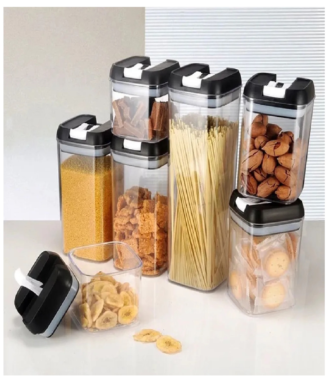 SET DE 7 CONTENEDORES PARA COCINA CON TAPA HERMÉTICA - 7