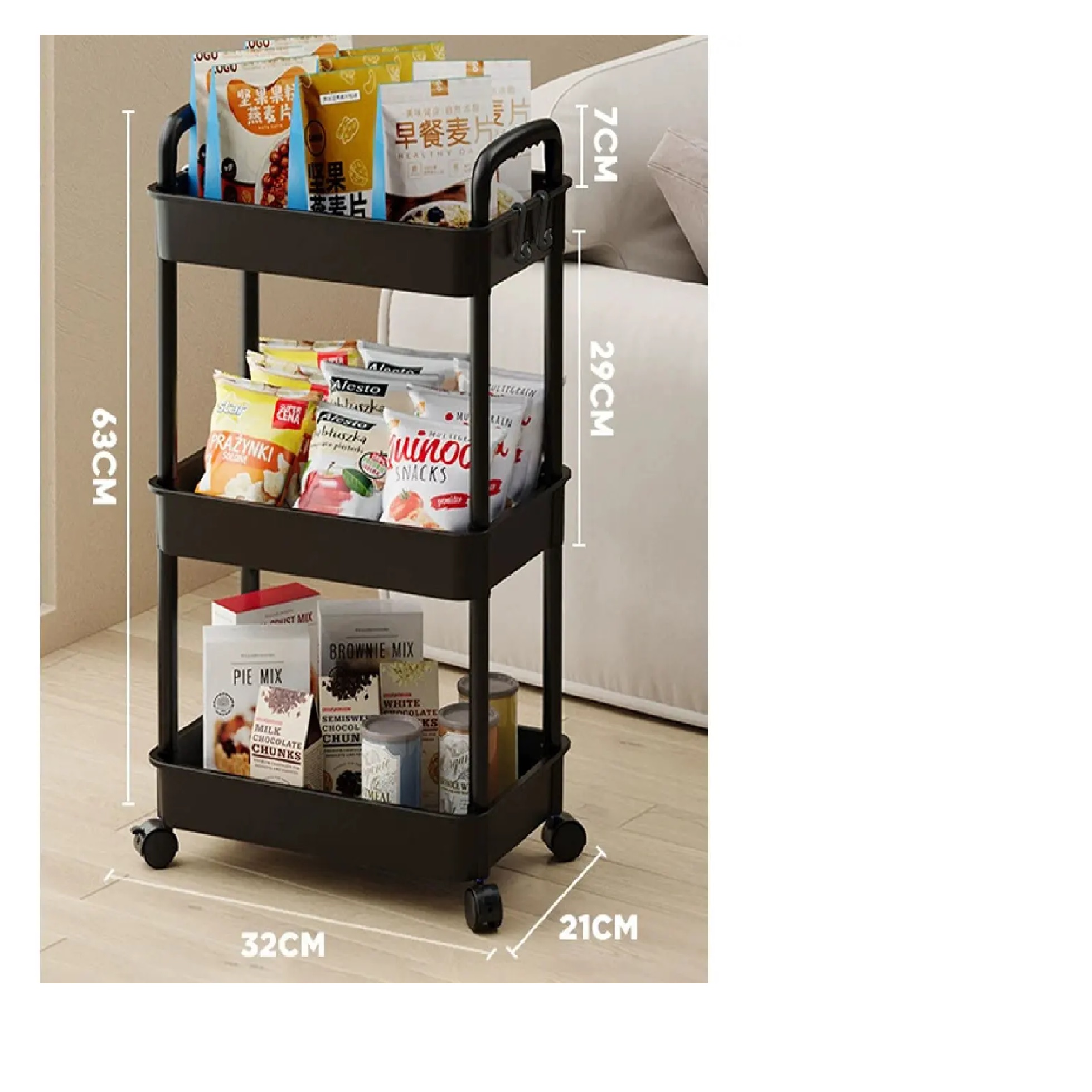 CARRITO DE ALMACENAMIENTO RODANTE ORGANIZADOR DE 3 NIVELES - 6