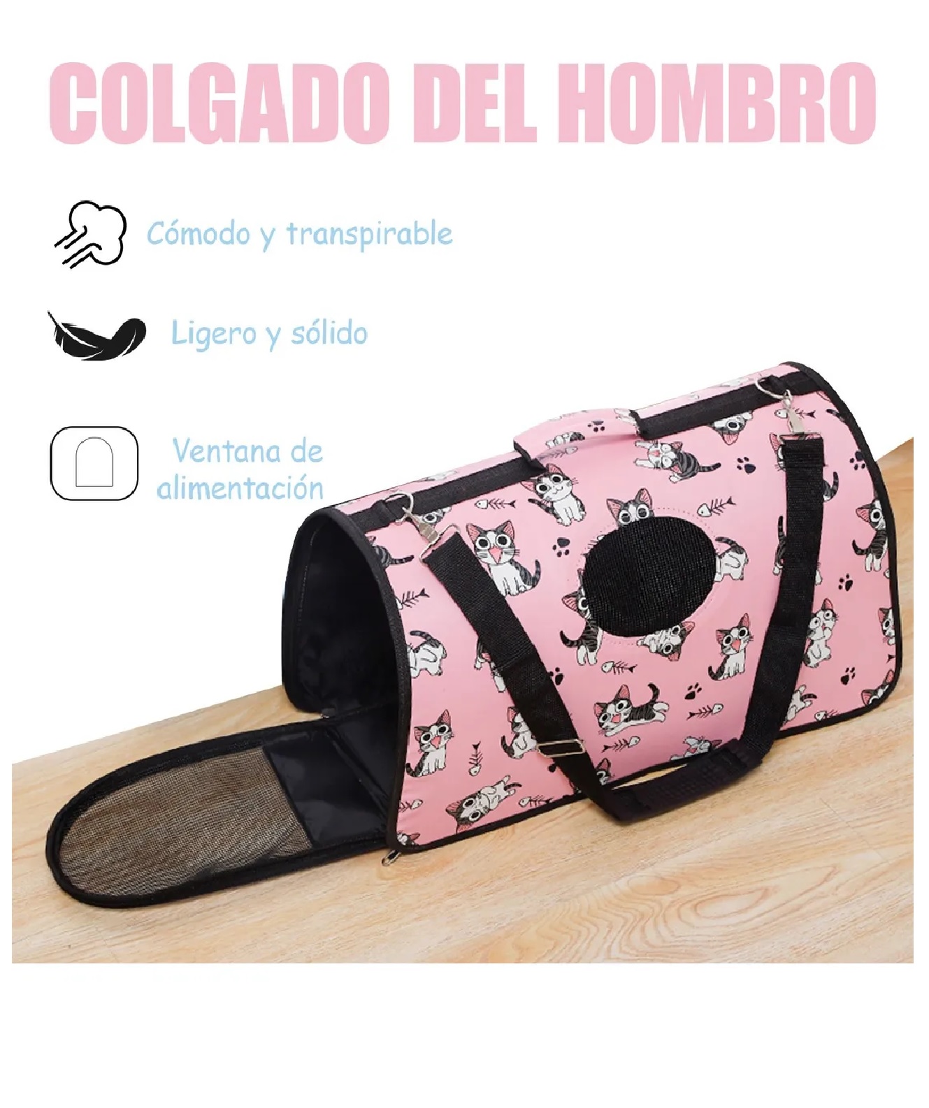 BOLSO MOCHILA TRANSPORTADORA PARA PERROS GATOS MASCOTAS - 5