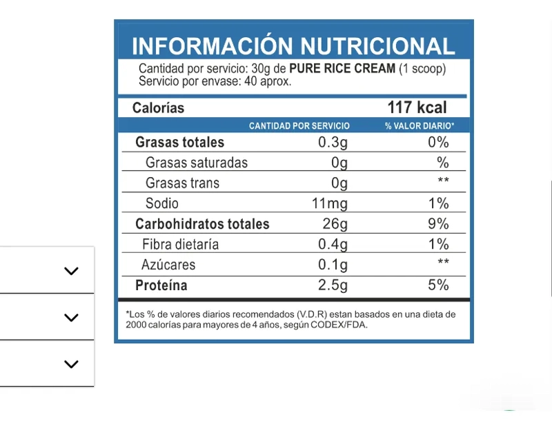 PURE RICE CREAM / CREMA DE ARROZ - UNIVERSE NUTRITION 1.2KG - 2