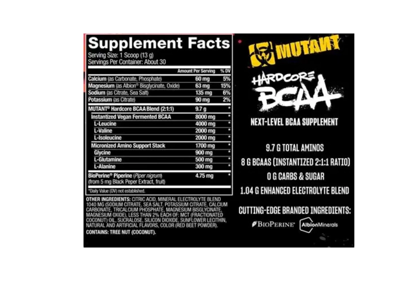 BCAA HARDCORE MUTANT AMINOACIDOS SUPLEMENTO 30 SERVICIOS - 2