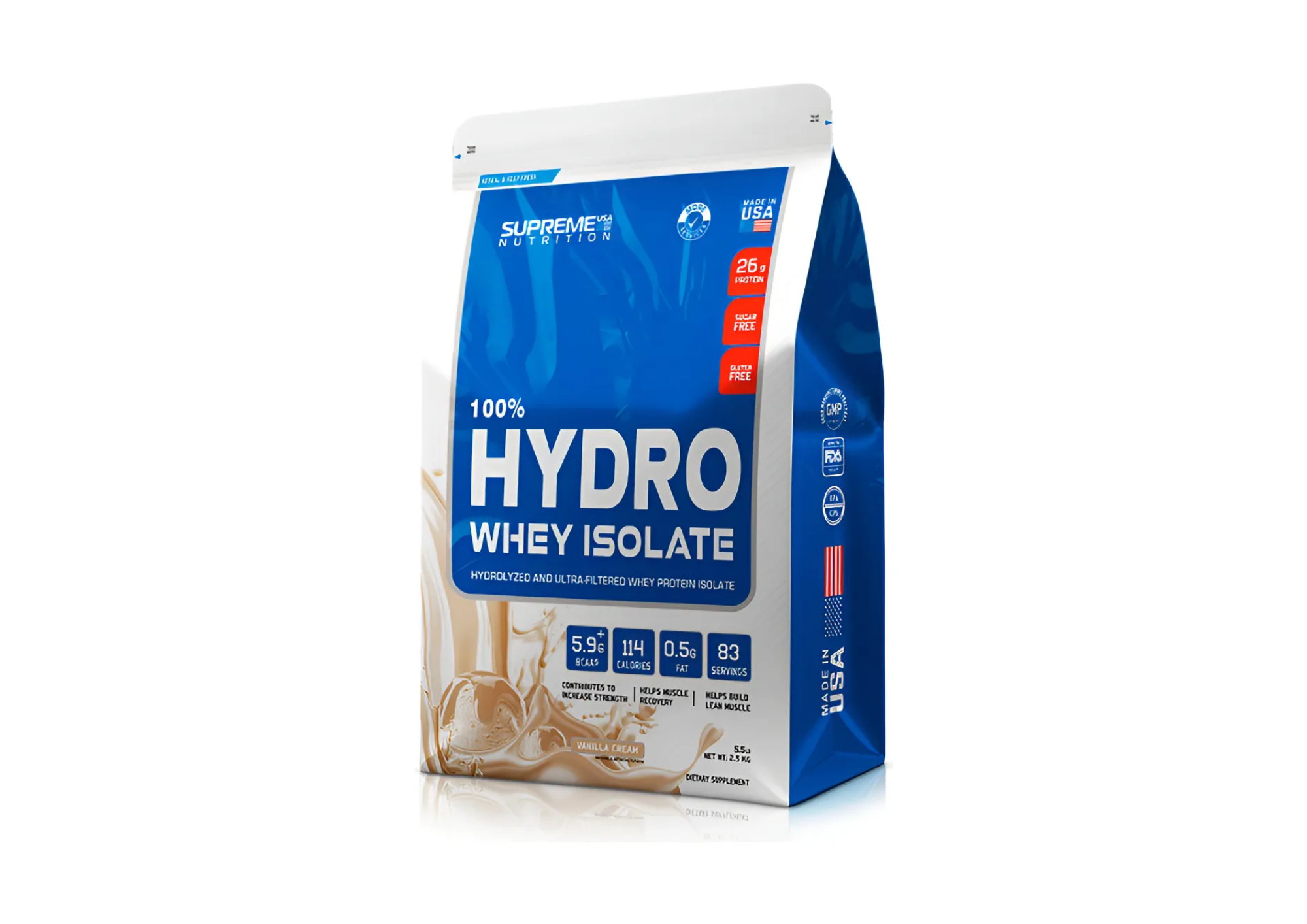 100% HYDRO WHEY ISOLATE 5.5 LB – SUPREME NUTRITION VAINILLA - 1