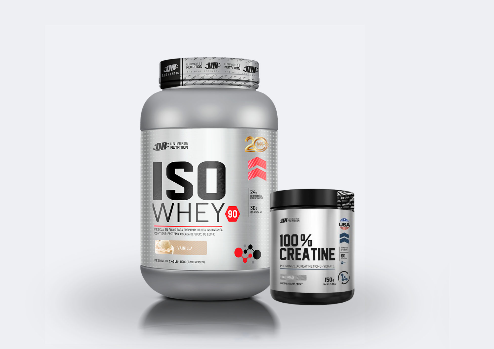 PROTEINA ISO WHEY 90 1.1KG VAINILLA+ CREATINA MADE IN USA 150GR UNIVERSE NUTRITION 150GR - 1