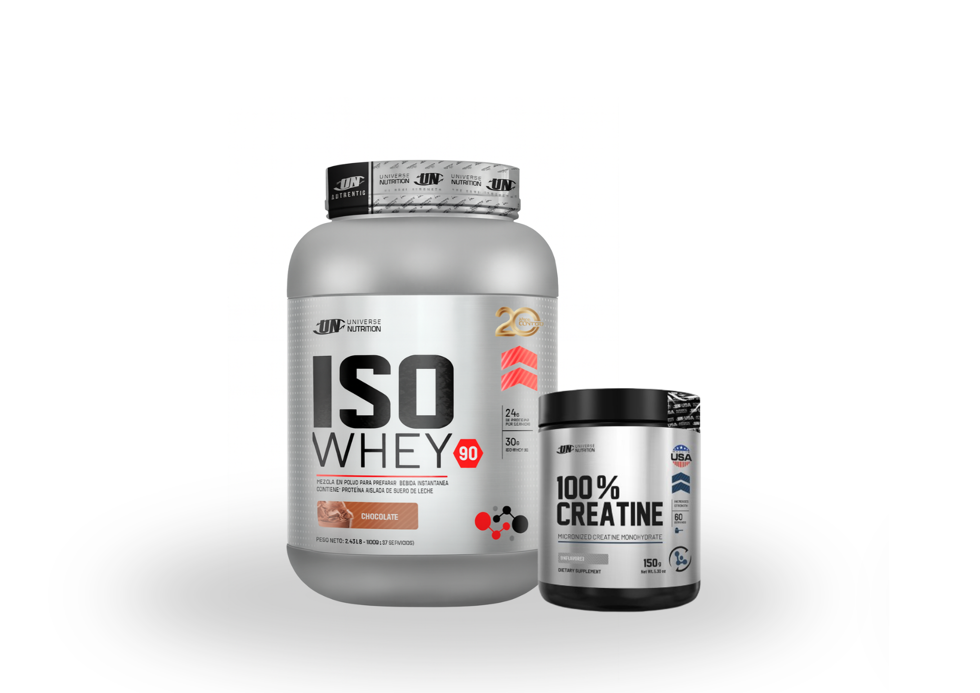 PROTEINA ISO WHEY 1.1KG CHOCOLATE + CREATINA MADE IN USA 150GR UNIVERSE NUTRITION - 1
