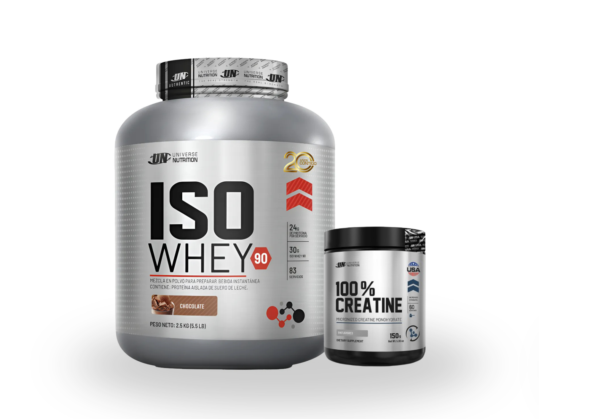 PROTEINA ISO WHEY 2.5KG CHOCOLATE + 100% CREATINA MADE IN USA UNIVERSE NUTRITION - 1