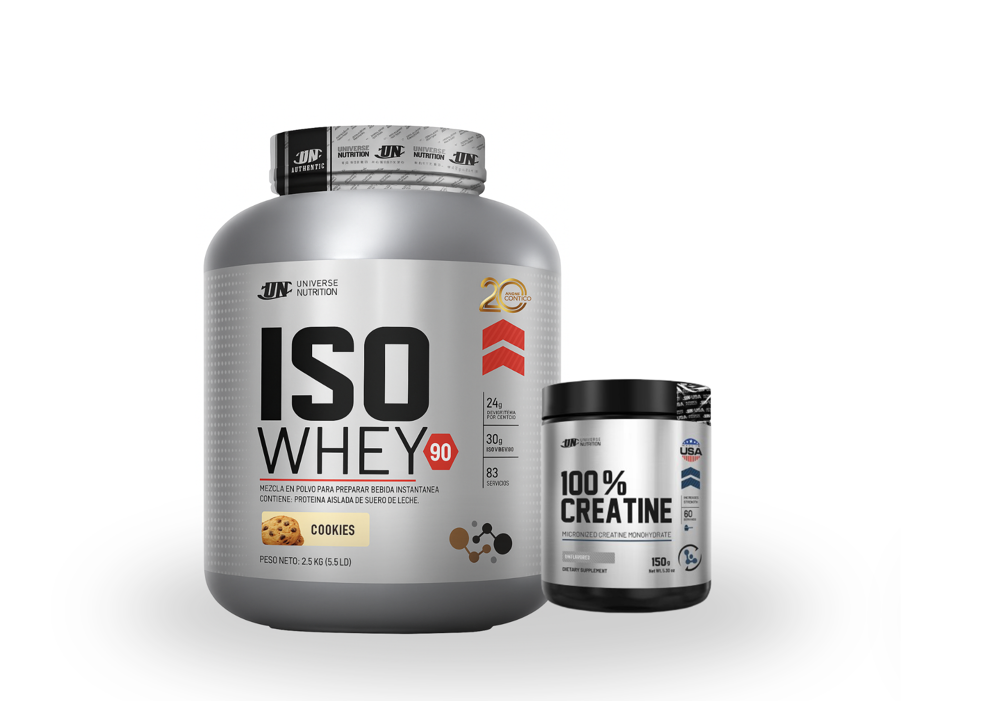 PROTEINA ISO WHEY 90 2.5KG VAINILLA + 100% CREATINA MADE IN USA UNIVERSE NUTRITION - 1
