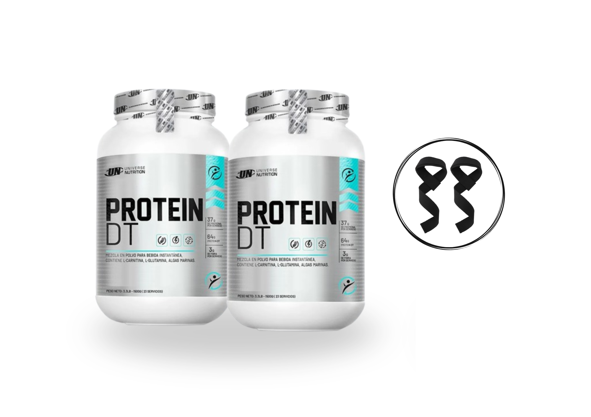 COMBO FITNESS DT WHEY PROTEIN 1.5 KG + STRAPS - 1