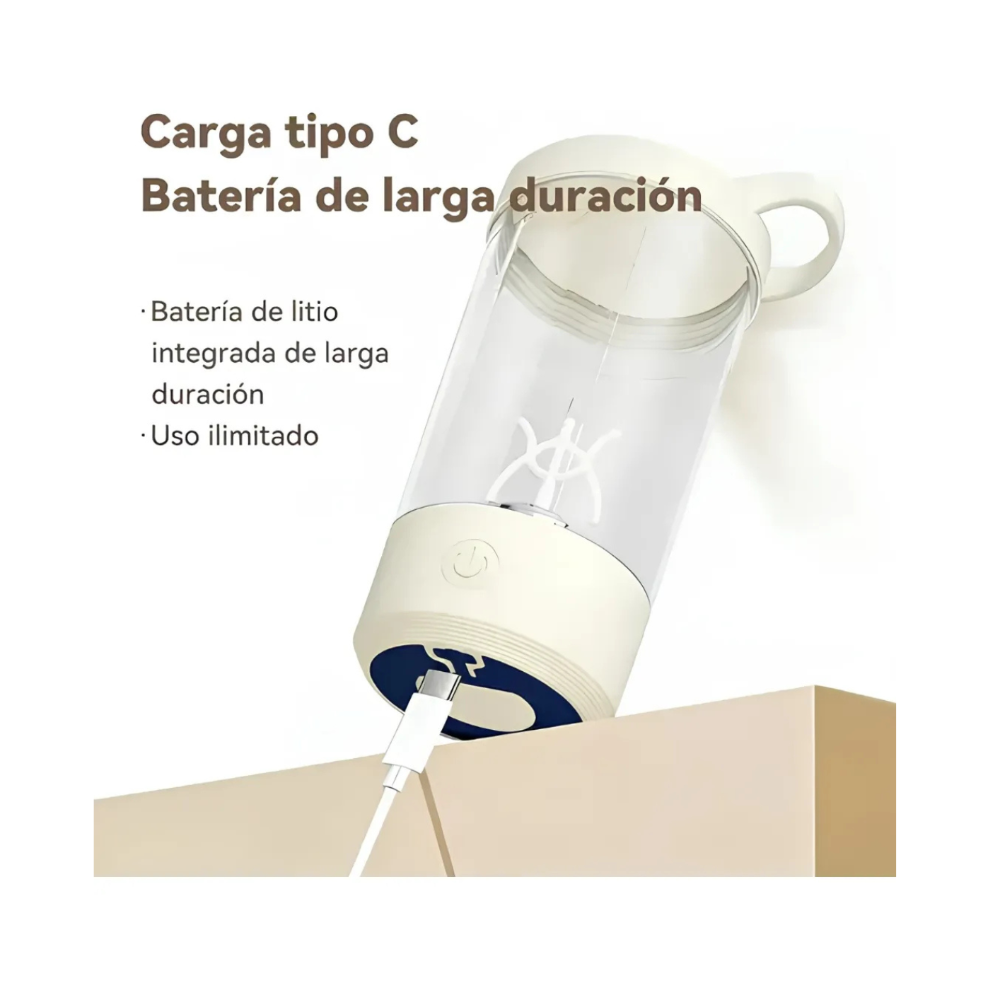 SHAKER PARA PROTEINA ELECTRICO USB 400 ML UNISEX BLANCO - 2