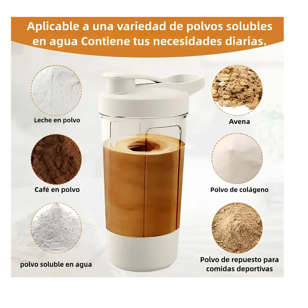 SHAKER PARA PROTEINA ELECTRICO USB 400 ML UNISEX BLANCO - 3