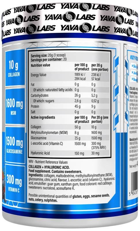 COLAGENO CON ACIDO HIALURONICO + GLUCOSAMINA 400 GR USA - 2