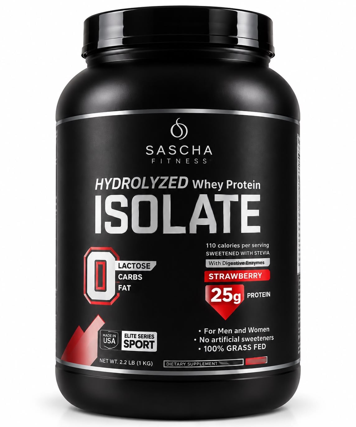 SASCHA FITNESS – HYDROLYZED WHEY PROTEIN ISOLATE STRAWBERRY 1 KG - 1