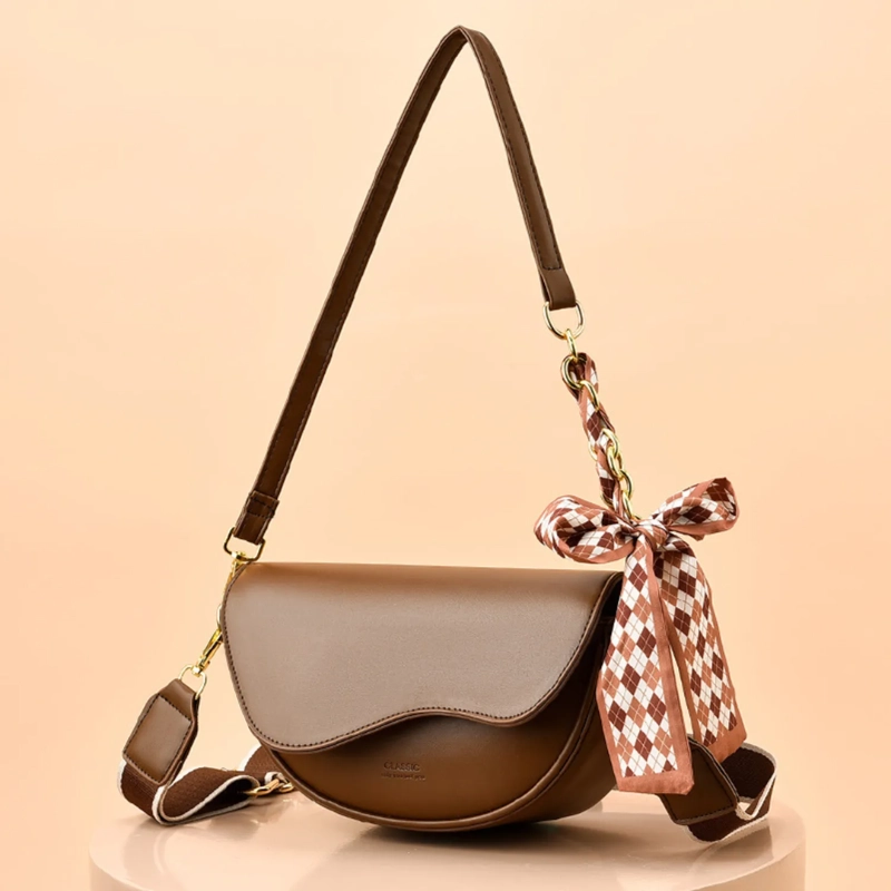 CARTERA TIPO BANDOLERA PARA MUJER BOLSO ELEGANTE Y VINTAGE MARRON - 2