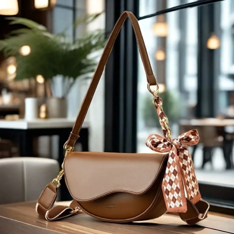 CARTERA TIPO BANDOLERA PARA MUJER BOLSO ELEGANTE Y VINTAGE MARRON - 3