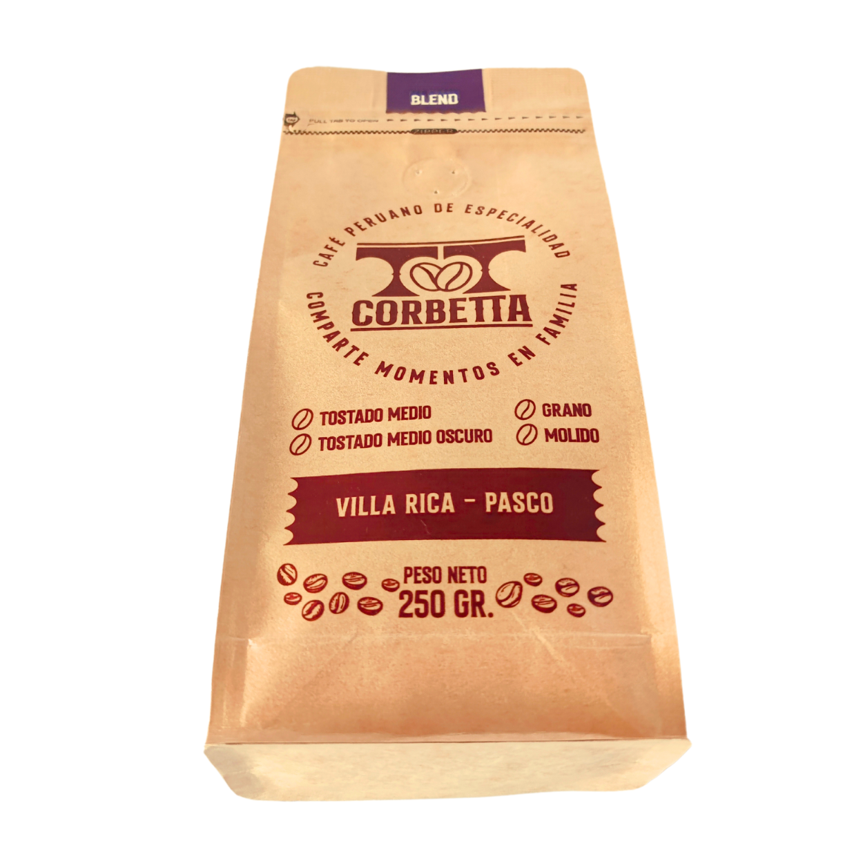 CAFÉ ESPECIALIDAD GRANO CORBETTA 250 G BLEND PURPLE VILLA RICA - 4