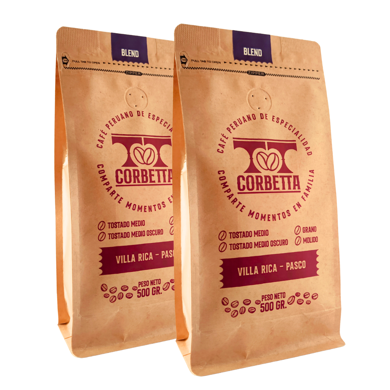 CAFÉ DE ESPECIALIDAD MOLIDO PACK 500 GR. VILLA RICA BLEND PURPLE - 1