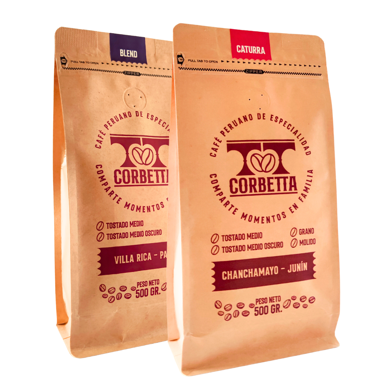 CAFÉ DE ESPECIALIDAD GRANO MIX 500 GR. VILLA RICA BLEND PURPLE Y CHANCHAMAYO CATURRA - 1
