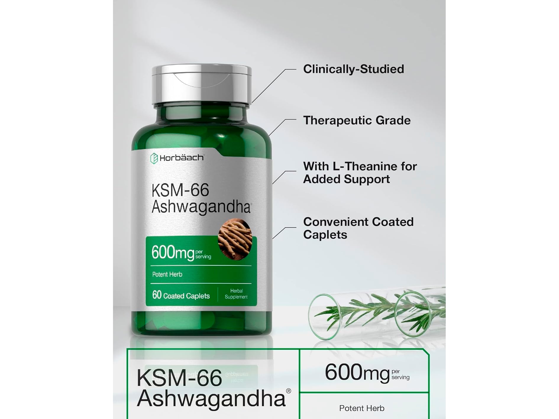 KSM-66 ASHWAGANDHA + L-TEANINA 60 CAPSULAS HORBAACH - 3