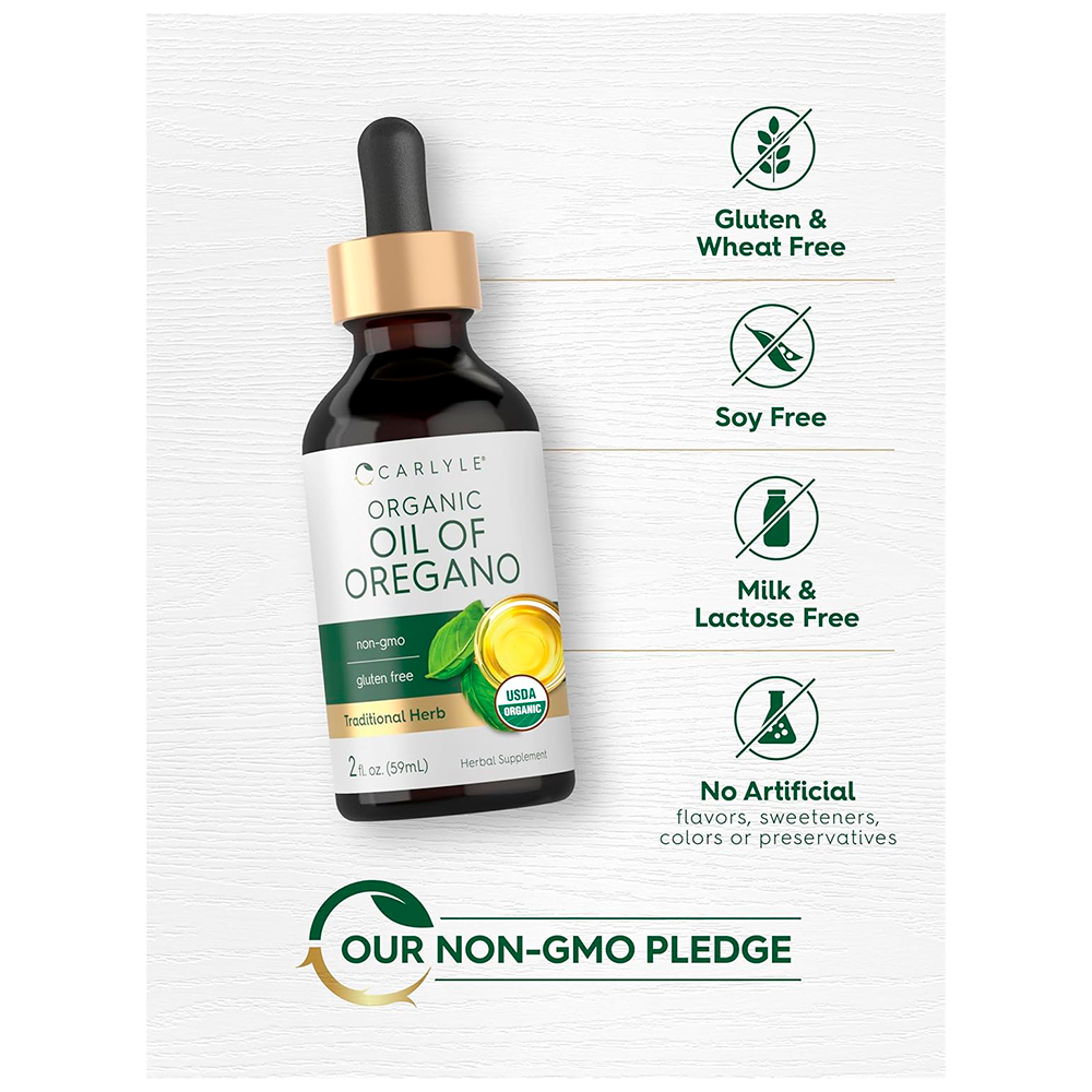 ACEITE DE OREGANO ORGANICO CARLYLE | 2 FL OZ LIQUIDO VEGANO - 4
