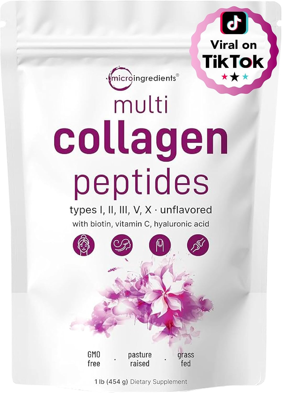 MICRO INGREDIENTS POLVO DE PÉPTIDOS DE COLÁGENO MÚLTIPLE, 1 LIBRA - 1