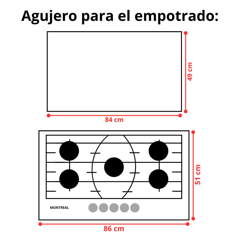 COCINA EMPOTRABLE A GAS GLP/GN MONTREAL 5 HORNILLAS MONC-1611 - 2