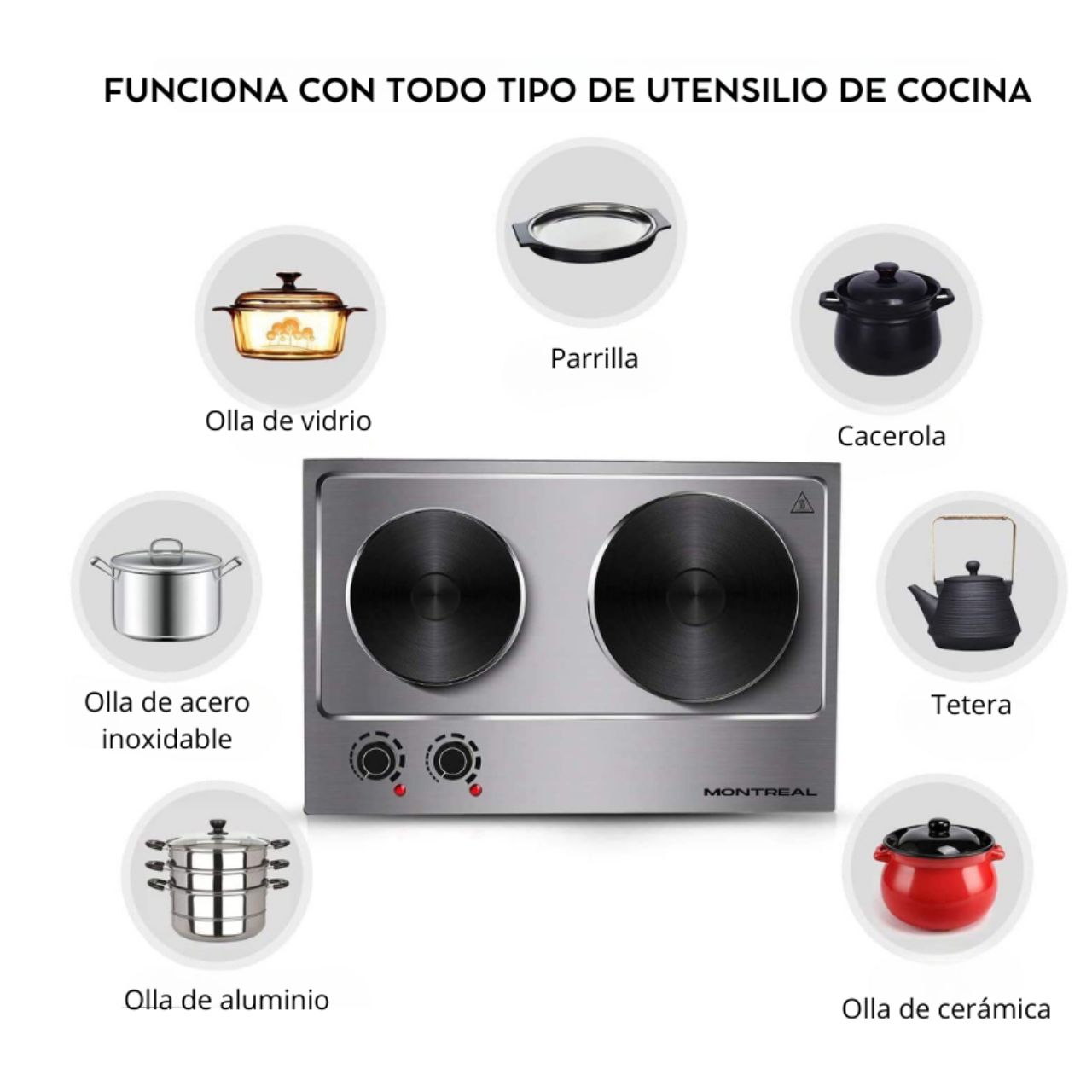 COCINA ELECTRICA MONTREAL JL-2418 2 HORNILLAS - 6