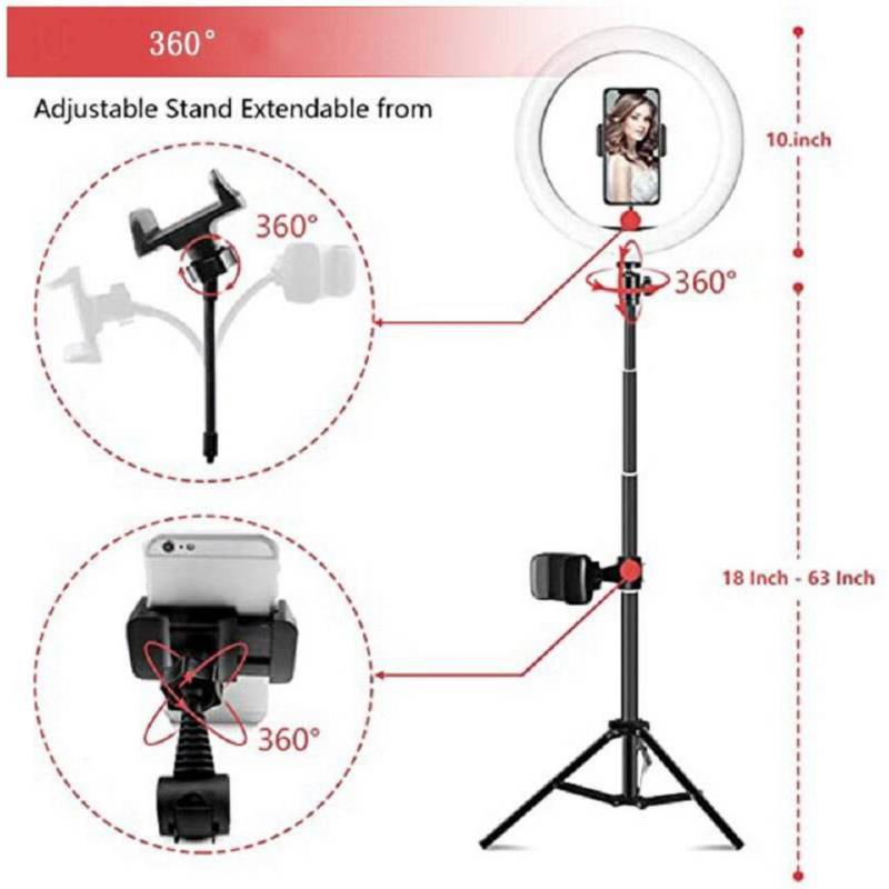 ARO ANILLO LUZ LED 26 CM + TRIPODE 2.10 MT - 1