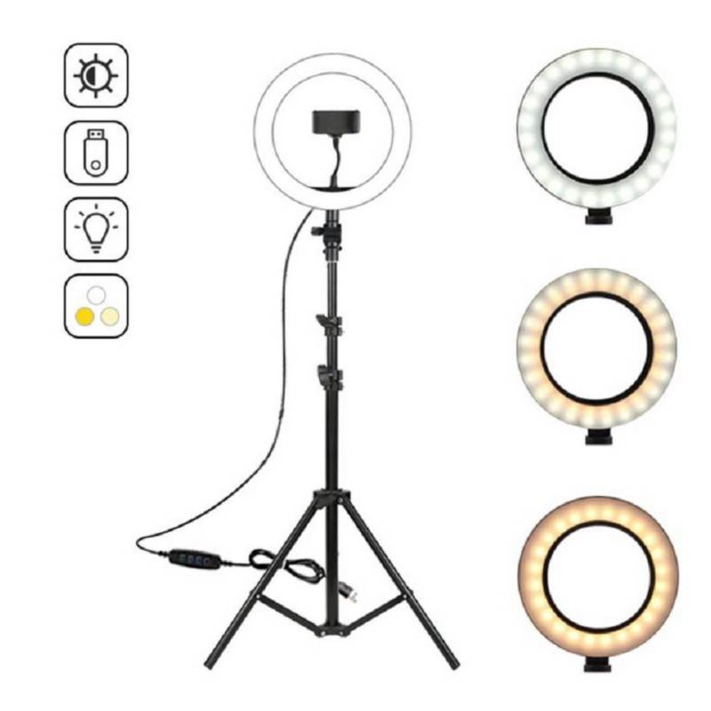 ARO ANILLO LUZ LED 26 CM + TRIPODE 2.10 MT - 2