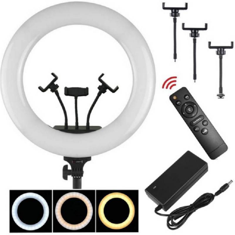 ARO ANILLO LUZ LED 46 CM FOTOGRAFÍA Y VIDEO + TRÍPODE + CONTROL - 1