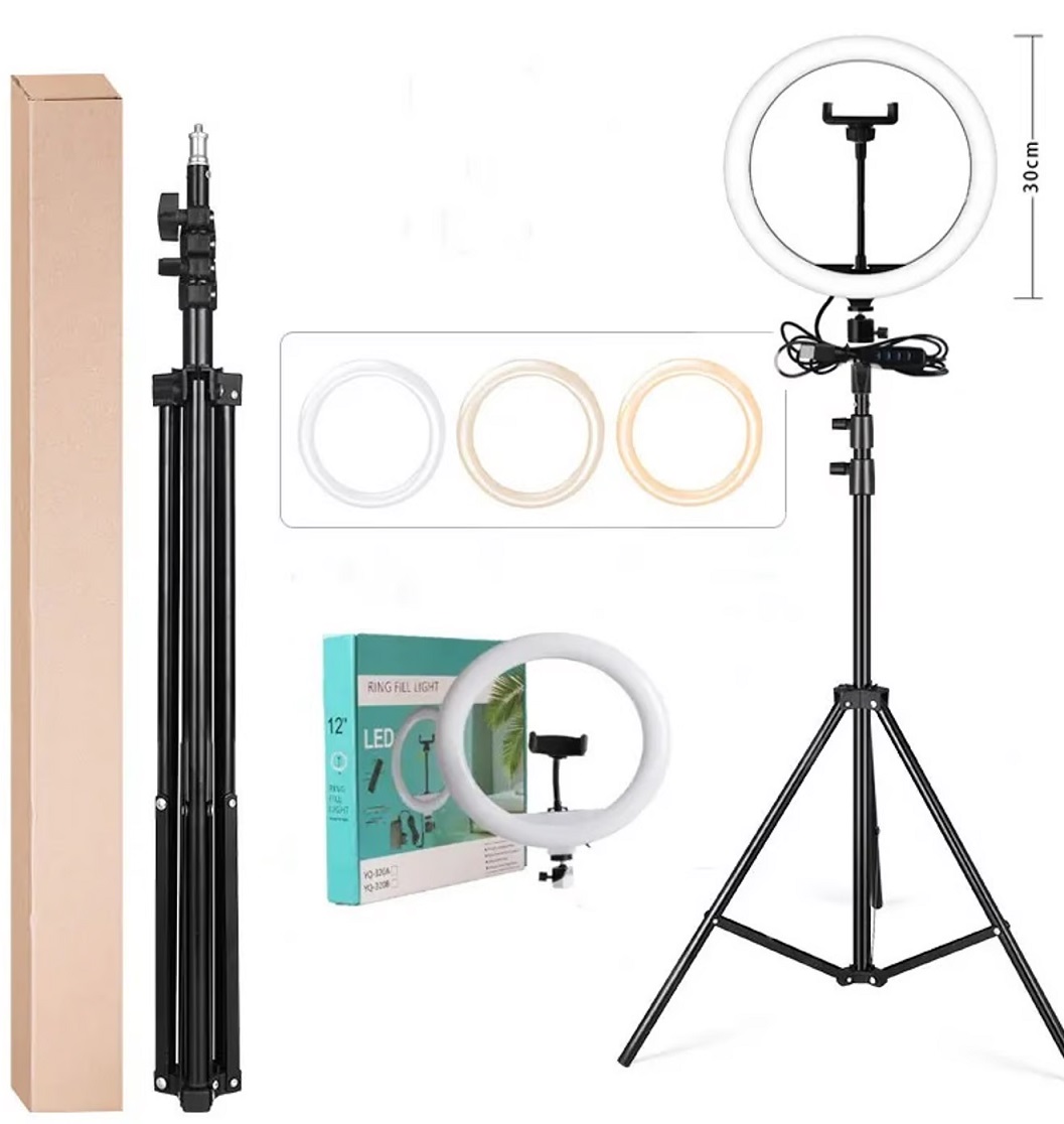 ARO ANILLO LUZ LED 30 CM TÁCTIL FOTOGRAFÍA Y VIDEO + TRÍPODE - 1