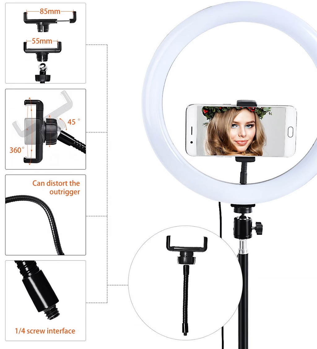 ARO ANILLO LUZ LED 30 CM TÁCTIL FOTOGRAFÍA Y VIDEO + TRÍPODE - 2