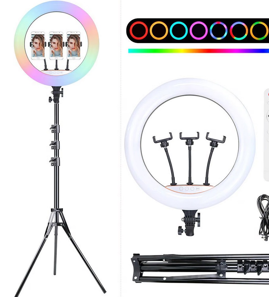 ARO DE LUZ RGB DE 45 CM + TRÍPODE 2.10 MT + CONTROL REMOTO - 4