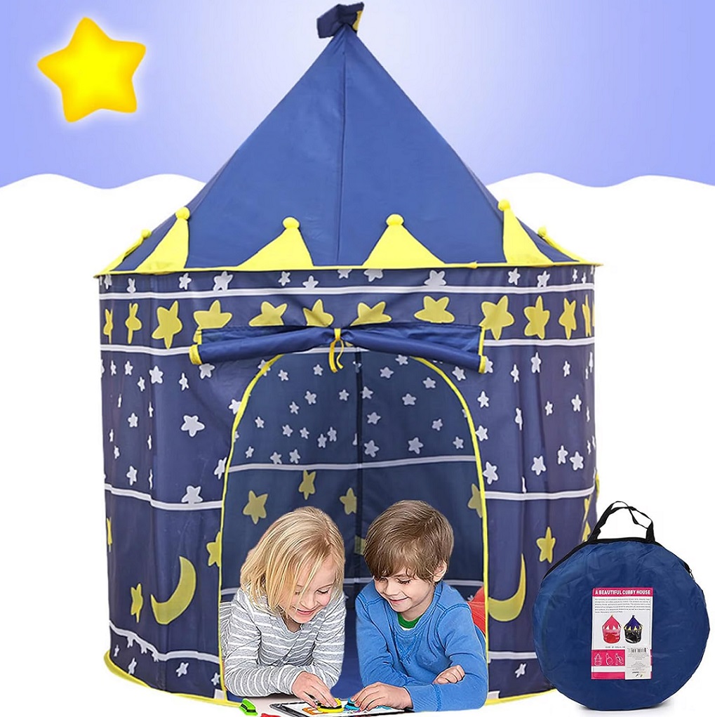 CARPA CASTILLO CASA DE JUEGOS PARA NIÑAS Y NIÑAS-AZUL - 1