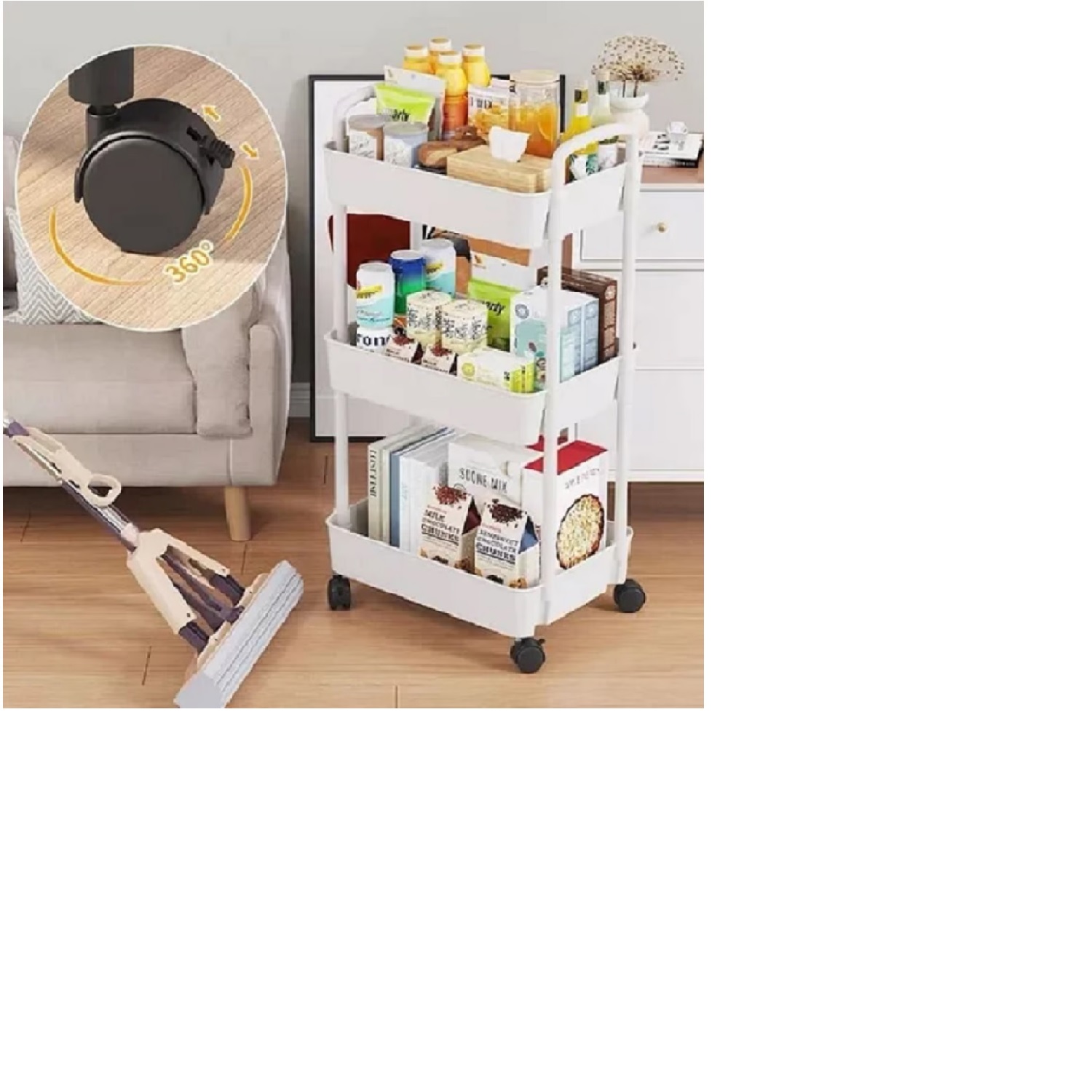 CARRITO ORGANIZADOR MULTIUSOS 4 NIVELES CON RUEDAS - BLANCO - 1