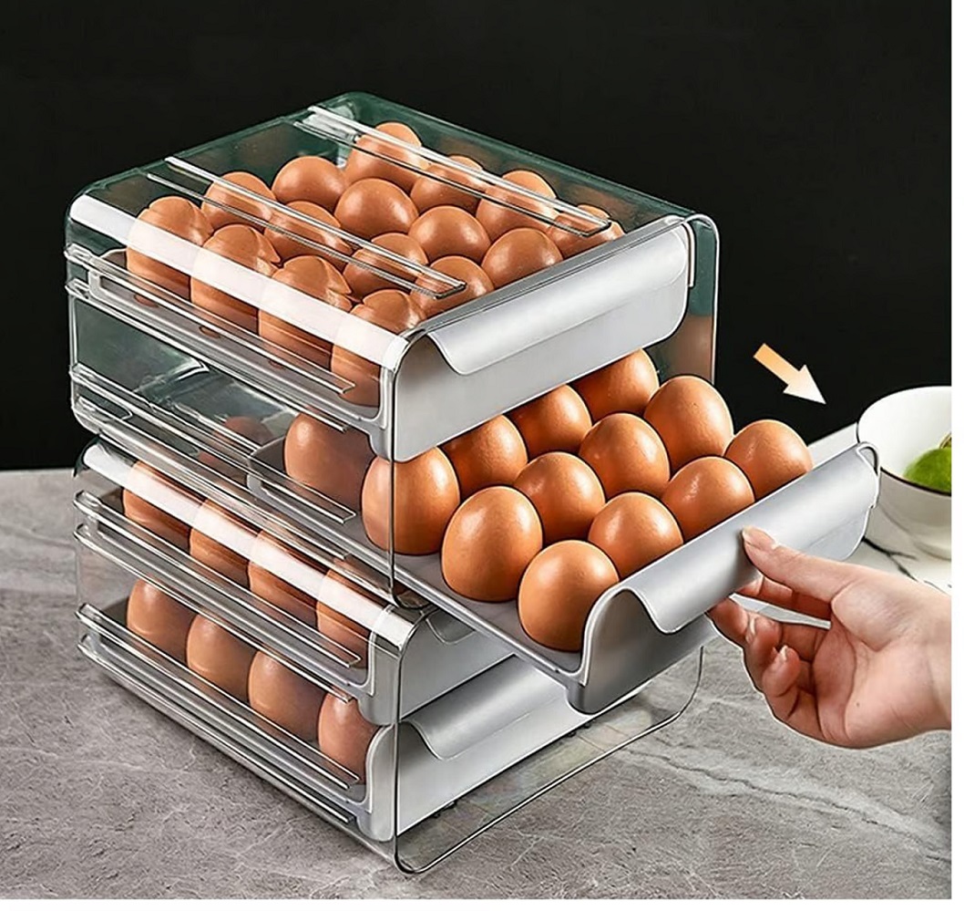 PORTA HUEVOS ORGANIZADOR DOS NIVELES GRIS - 1