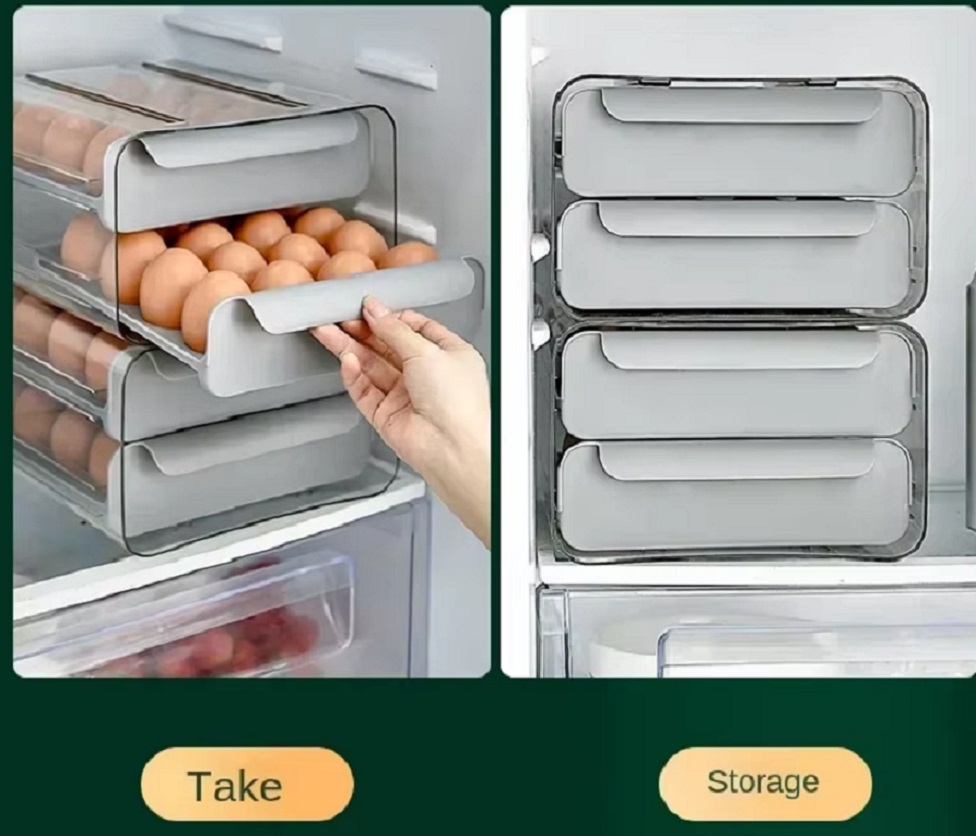 PORTA HUEVOS ORGANIZADOR DOS NIVELES GRIS - 2