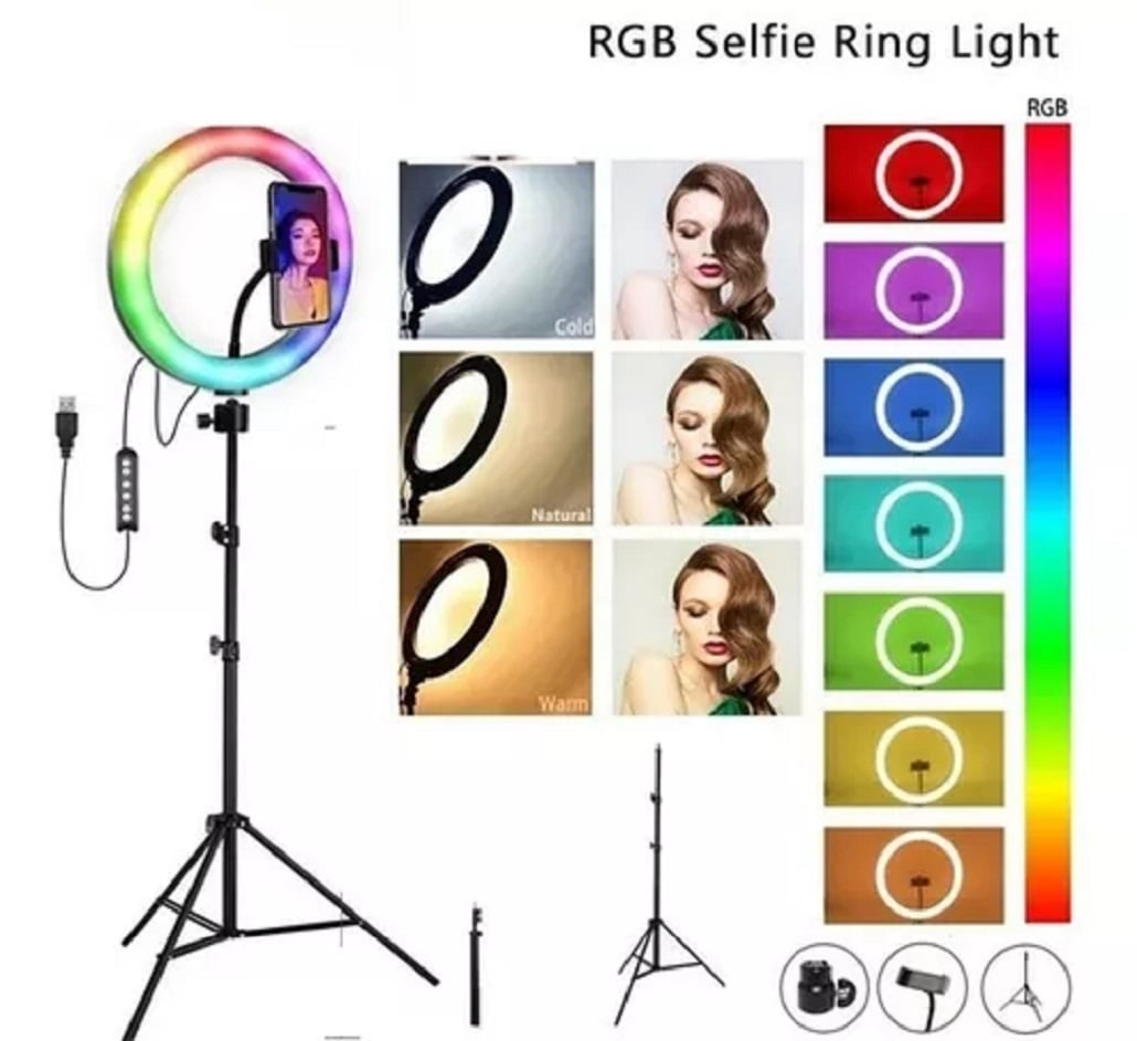 ARO LUZ LED TOUCH DE 56 CM RGB + TRÍPODE + CONTROL REMOTO - 1