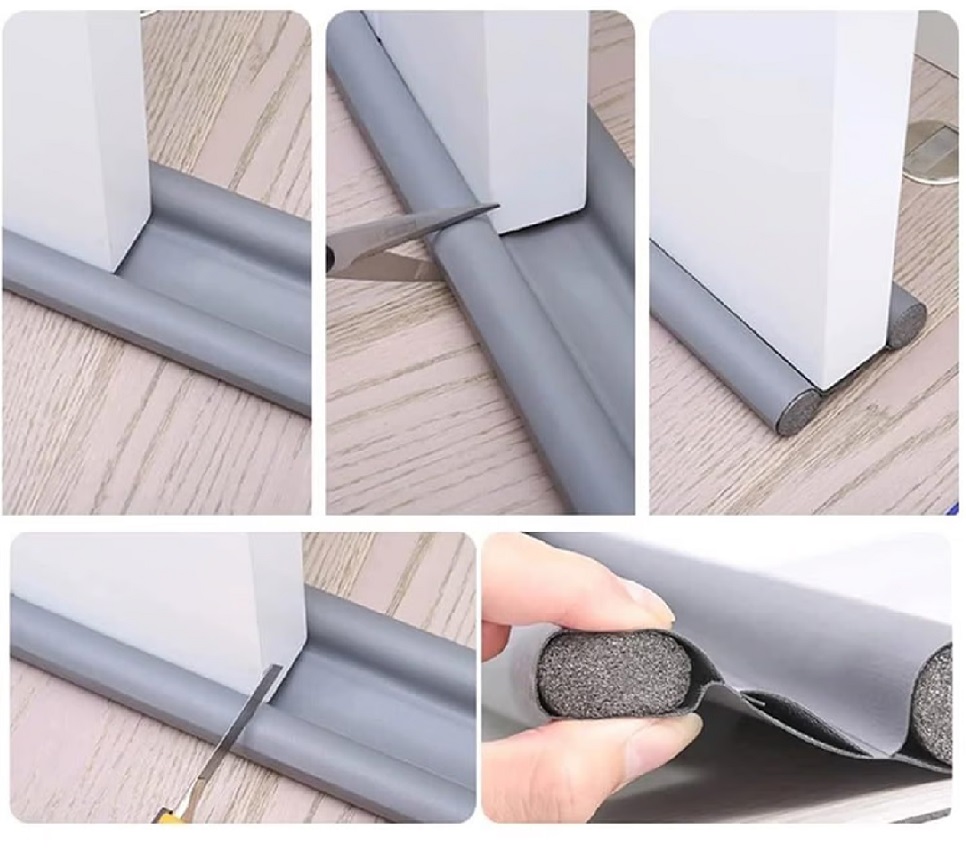PACK X 4 BURLETES FLEXIBLE DE ESPUMA 95CM PROTECCIÓN DE PUERTAS -GRIS - 1