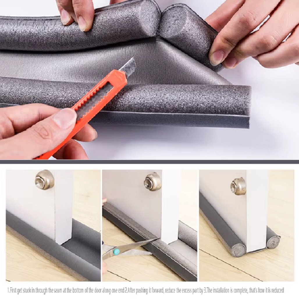PACK X 4 BURLETES FLEXIBLE DE ESPUMA 95CM PROTECCIÓN DE PUERTAS -GRIS - 2