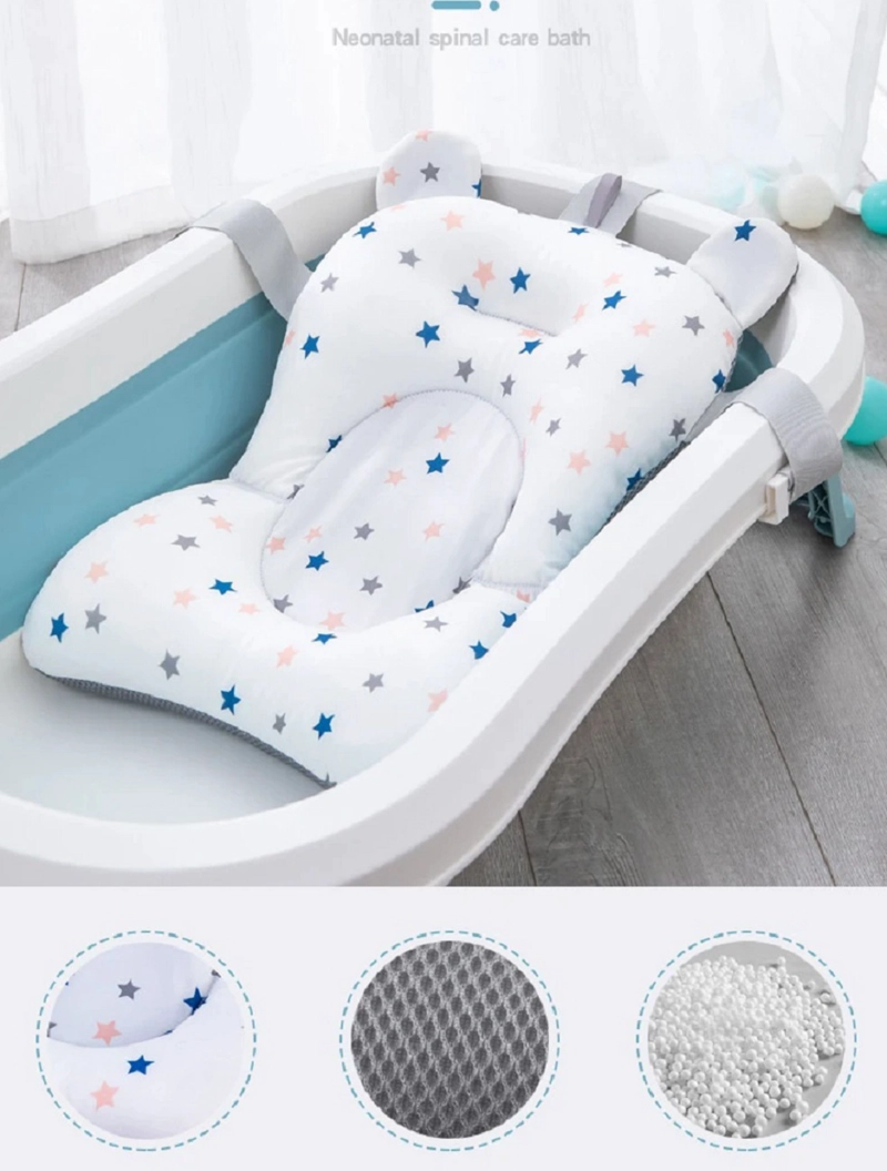 BAÑERA PLEGABLE PARA BEBES PORTATIL CON COJÍN, GRIS - 5