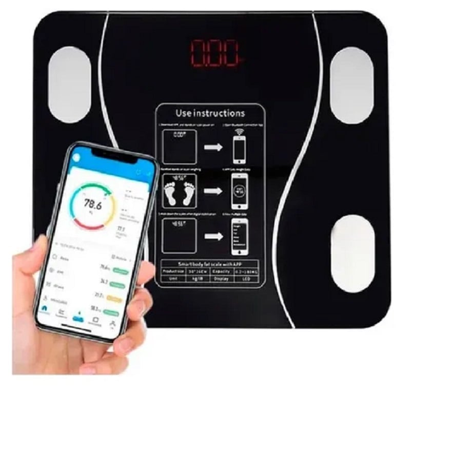 BALANZA INTELIGENTE DIGITAL CON BLUETOOTH PESO 180 KG NEGRO - 2