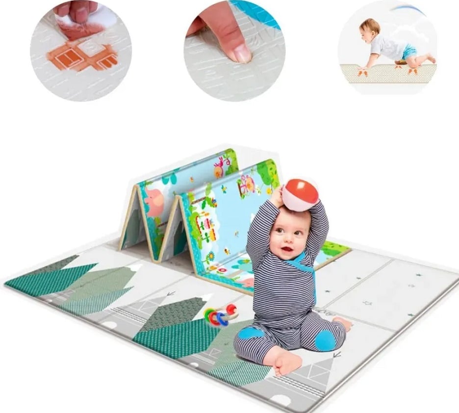 PISO ALFOMBRA PLEGABLE REVERSIBLE ANTICAIDAS PARA BEBES - 4