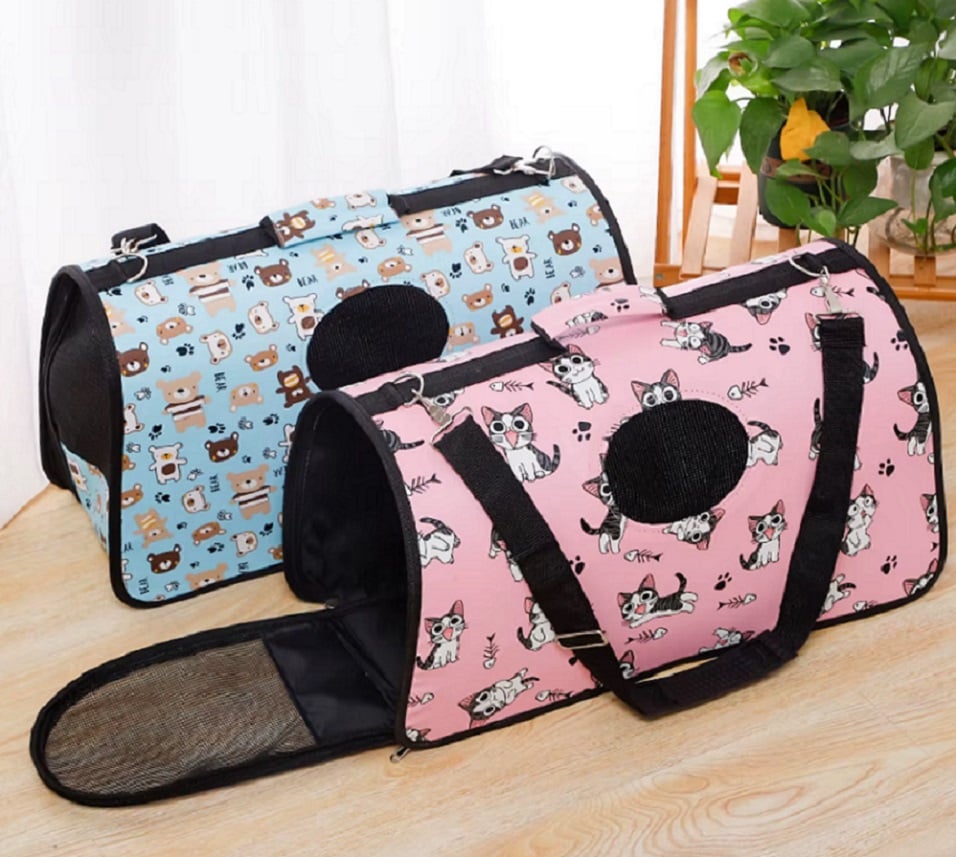 MOCHILA TRANSPORTADORA PARA PERROS GATOS MASCOTAS ROSADO - 3